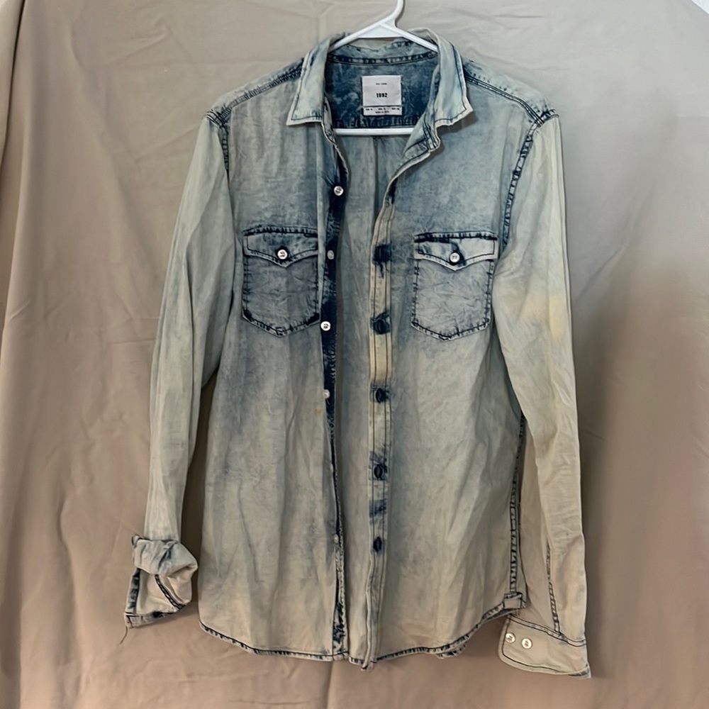 Washed denim button down